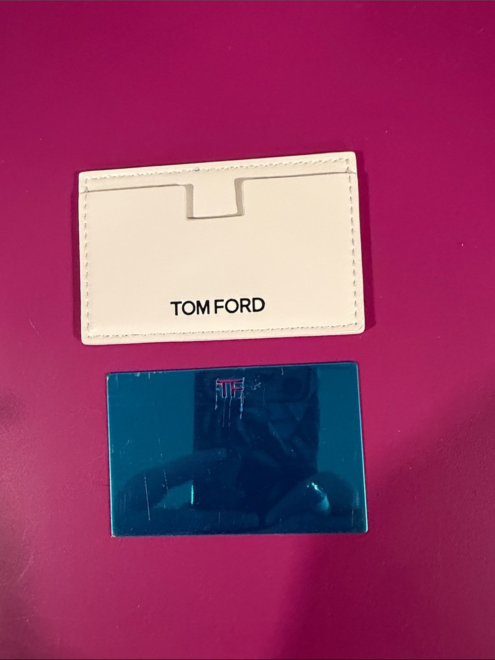 Tom Ford White Leather Card Sleeve with mirror